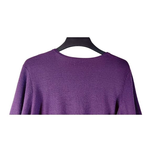 Reference Point Long Cardigan Purple Eggplant Knit Button Front Side Slit Sz 26 - Picture 5 of 8